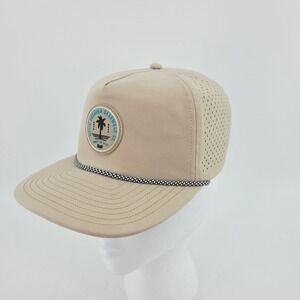Melin Coronado Hydro Laferty Snapback Hat Tan Sand Steel Rope Trucker Golf Cap